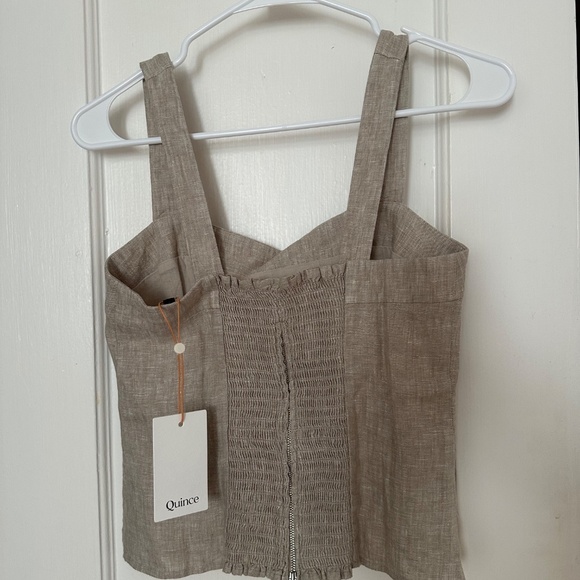 NWT Quince 100% European Linen Fitted Tank | Size S | Color Flax - Picture 8 of 8
